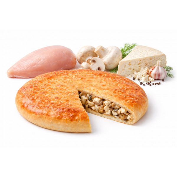 Осетинский пирог с курицей, осетинским сыром и грибами